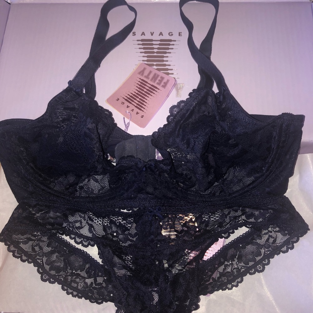 Savage Fenty Lingerie Set in Deep Navy Blue